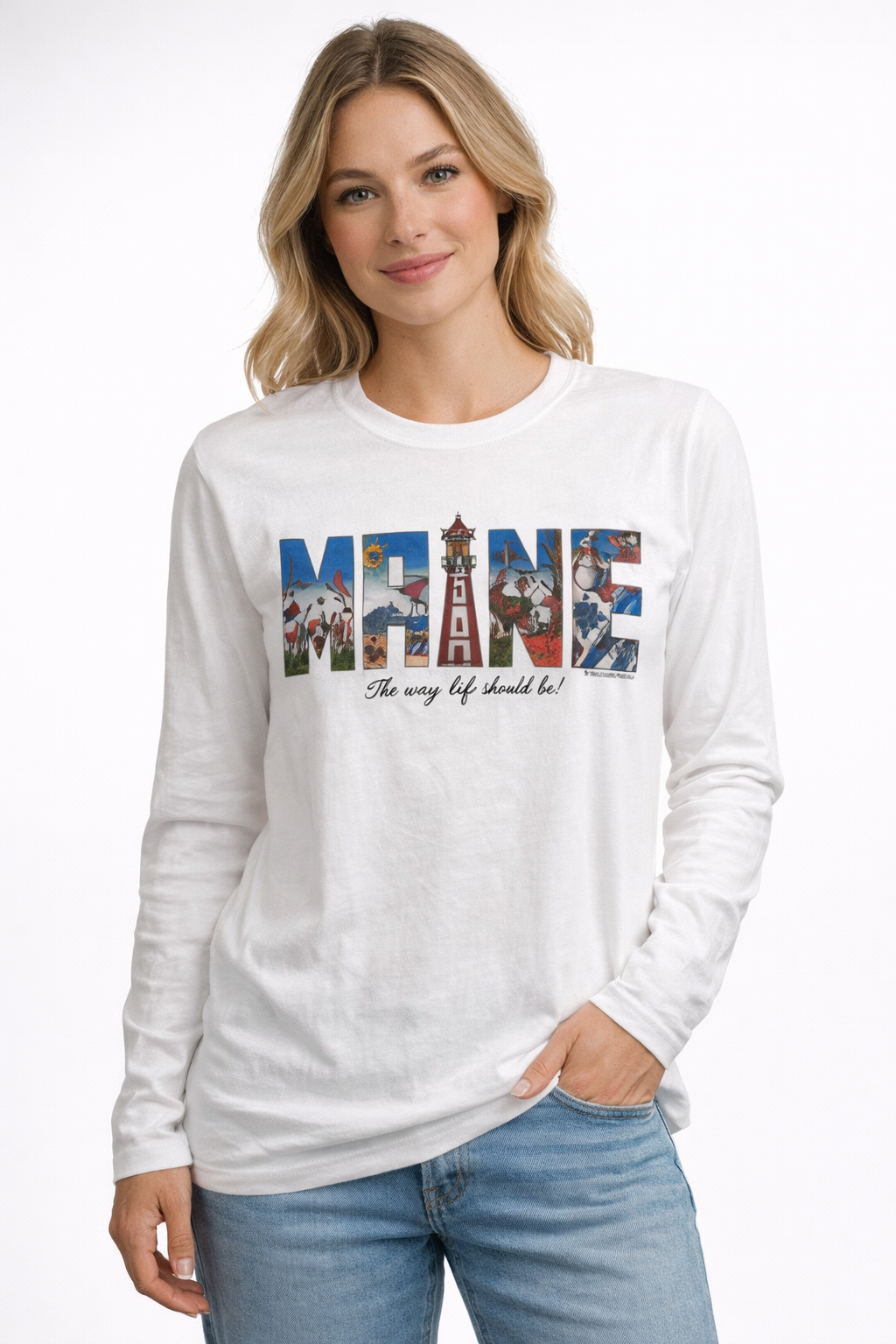 Maine Four Season Graphic Long Sleeve T-Shirt