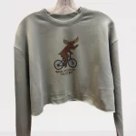 Maine Moose Riding a Bicycle – Crop Sweatshirt