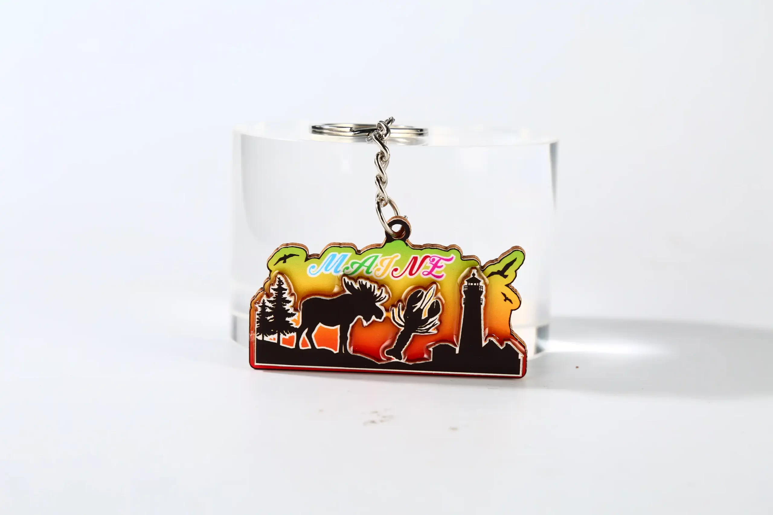 Keychain-XY-53(2) Maine Scenic Wooden Keychain XY-53