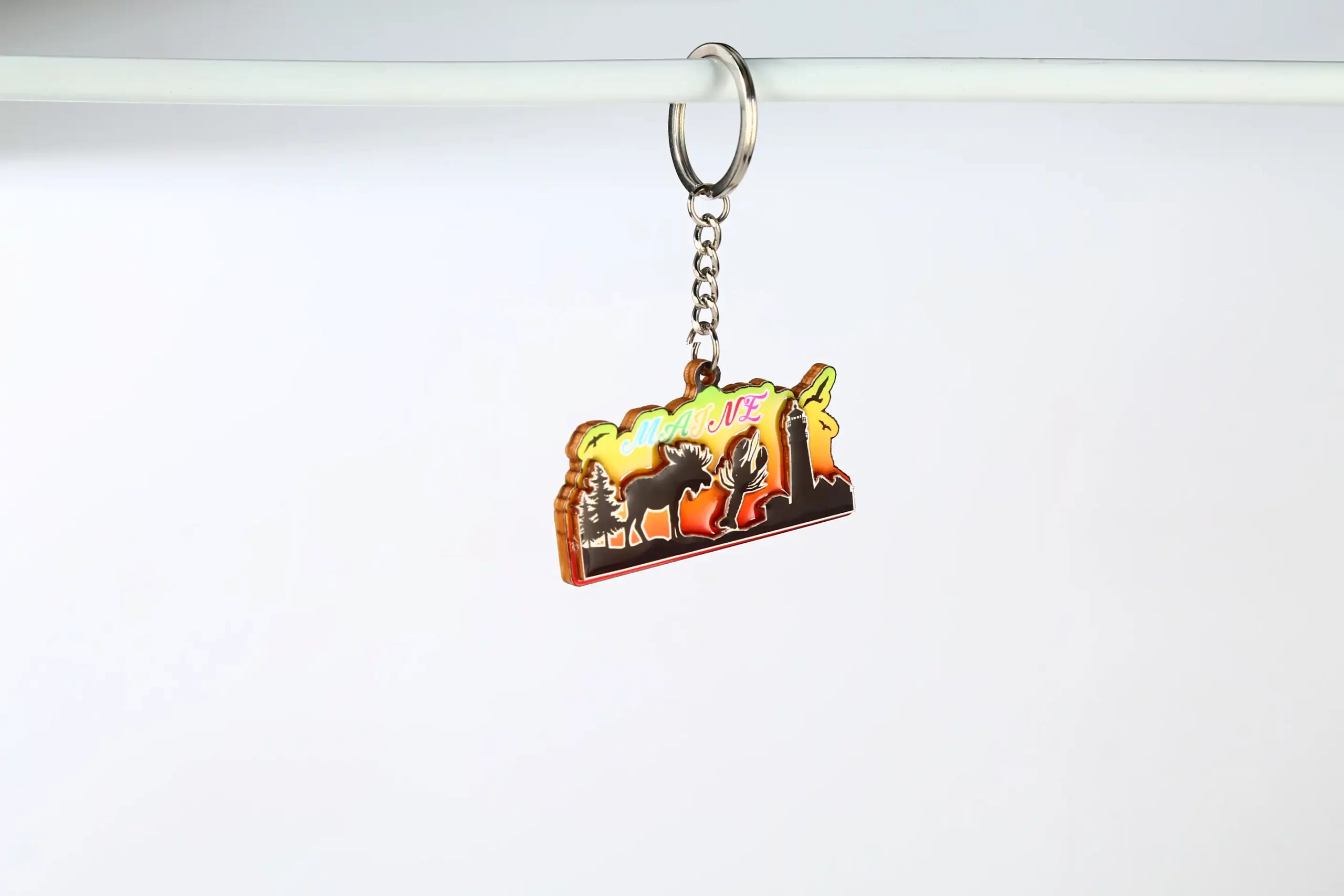 Keychain-XY-53(5) Maine Scenic Wooden Keychain XY-53