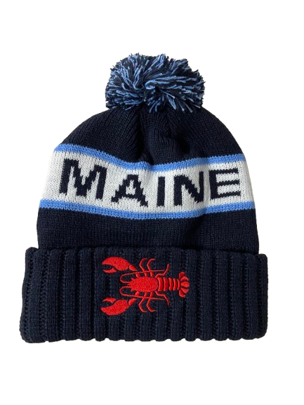 Tri Color Pom Knit Beanies with Cuff - Maine