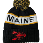 Tri Color Pom Knit Beanies with Cuff - Maine
