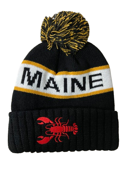Tri Color Pom Knit Beanies with Cuff - Maine