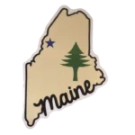 Maine State Outline with Pine Tree & North Star Sticker - 4”