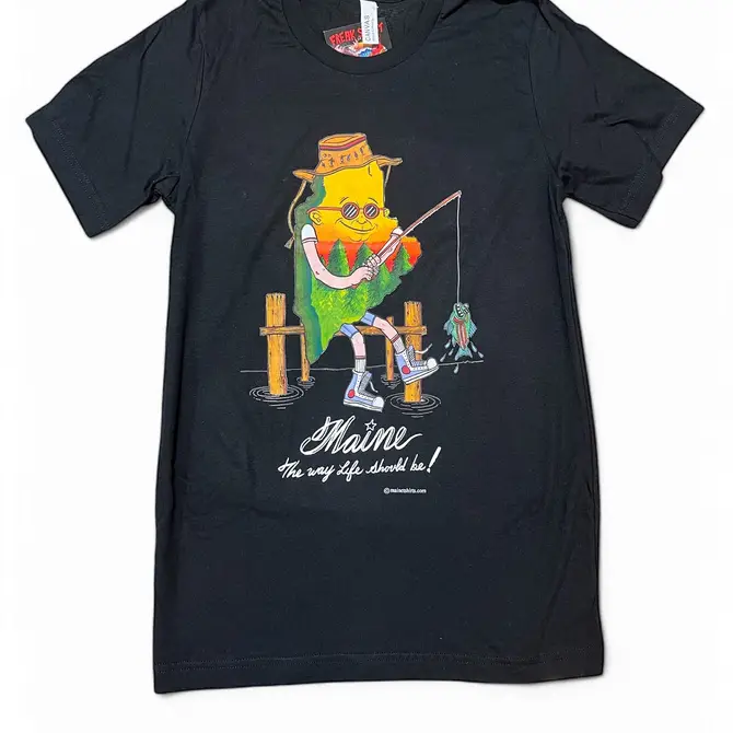 Maine Cartoon Fishing T-Shirts