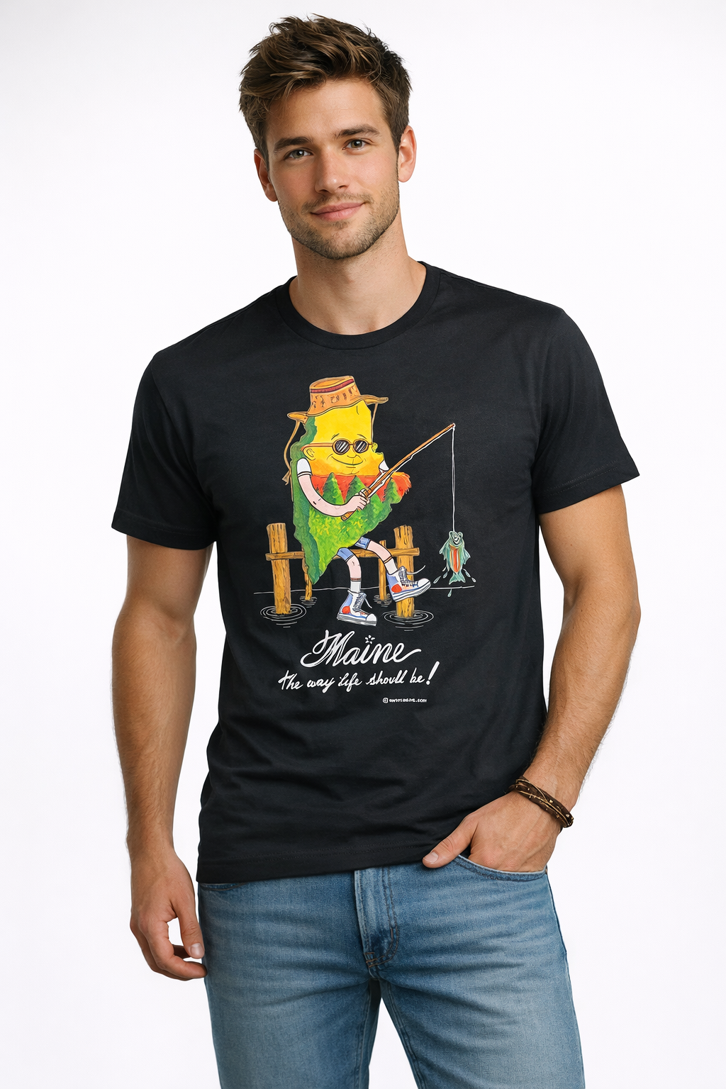Maine Cartoon Fishing T-Shirts