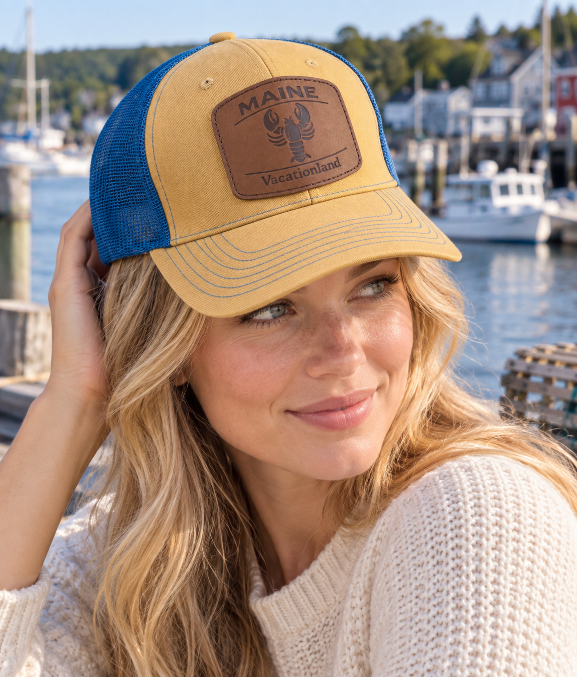 Maine Leather Patch Low Pro Trucker Hats