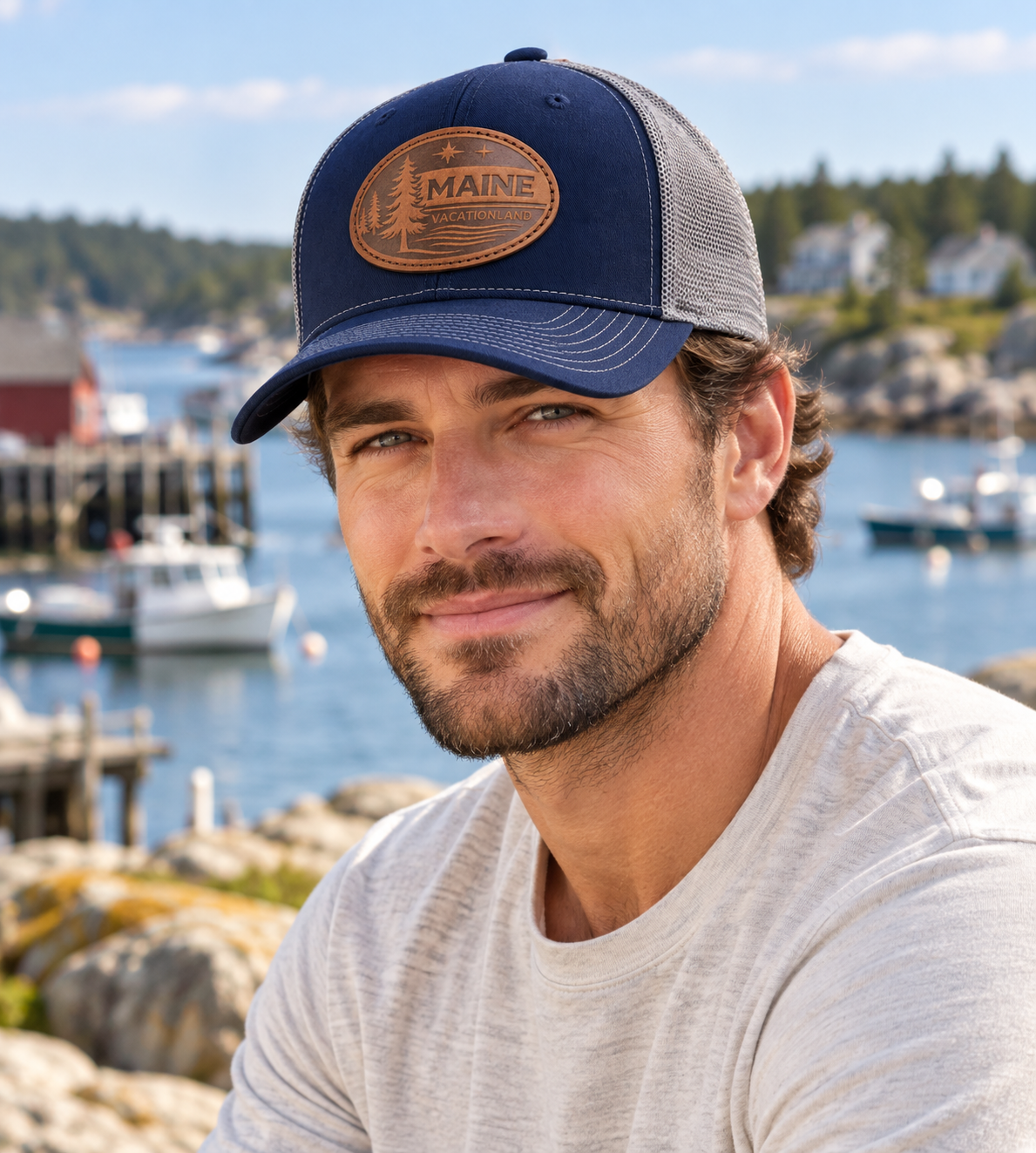 Maine Leather Patch Low Pro Trucker Hats