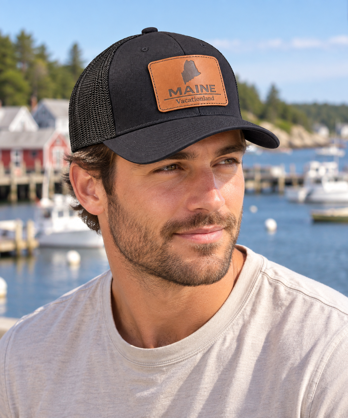 Maine Leather Patch Low Pro Trucker Hats