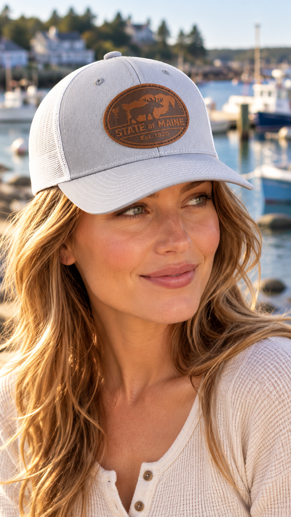 Maine Leather Patch Low Pro Trucker Hats