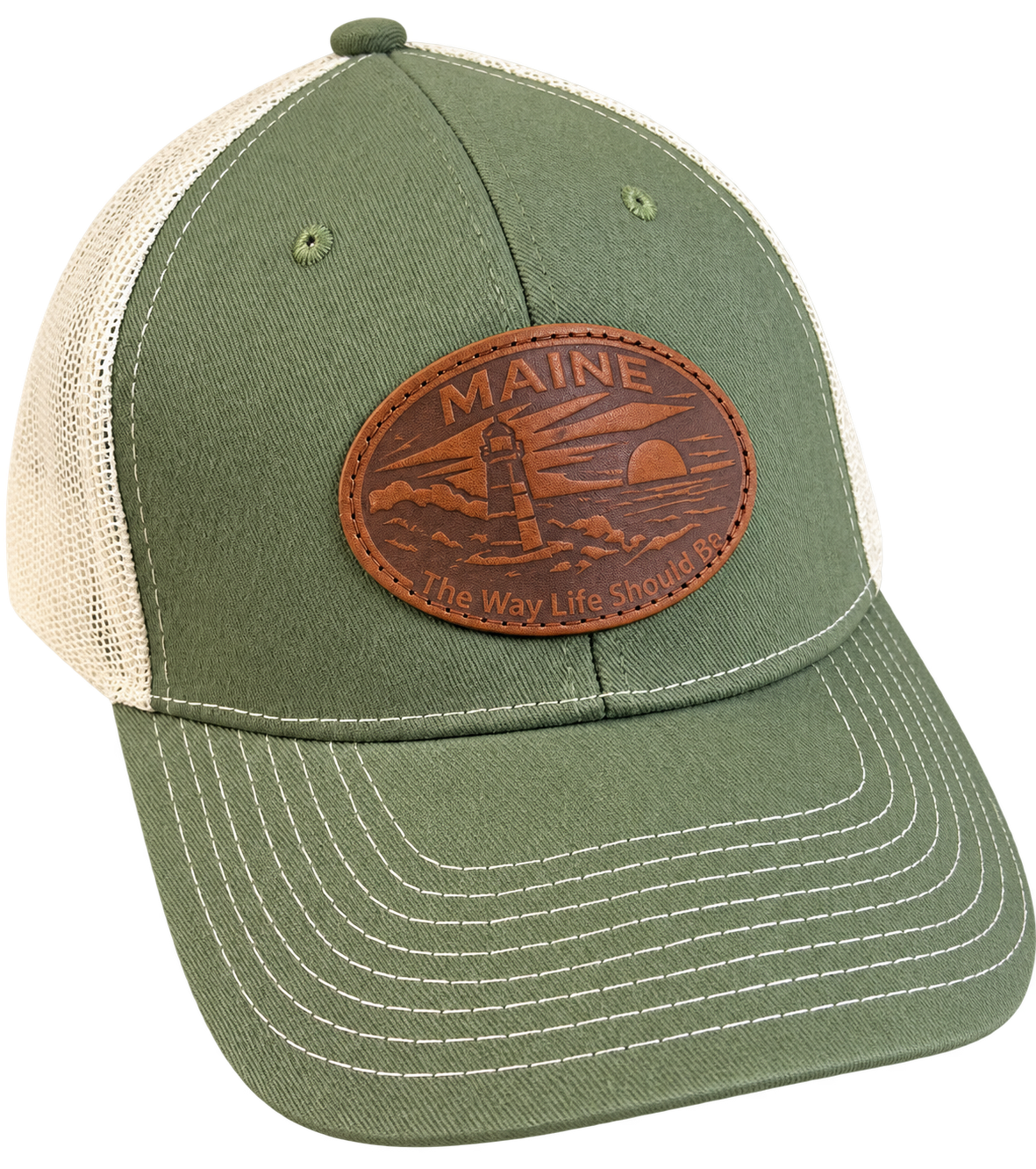 Maine Leather Patch Low Pro Trucker Hats